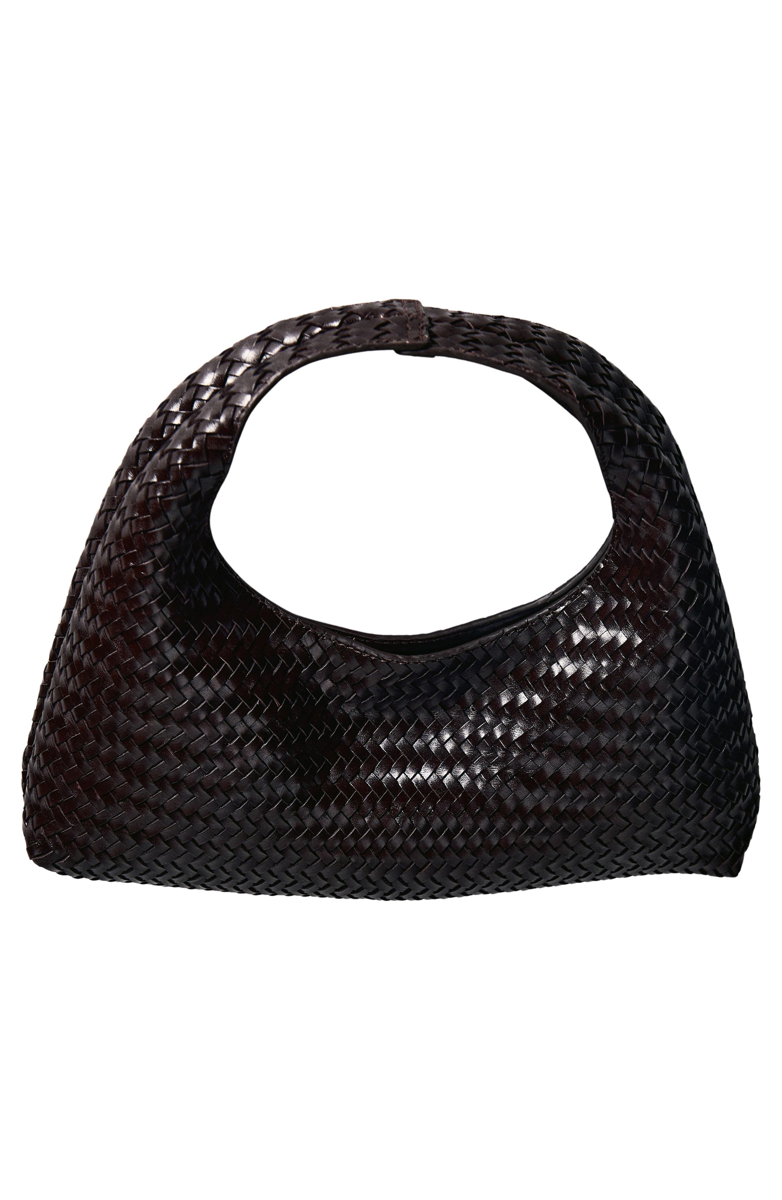 MANGO Braided Leather Handbag, Alternate, color, Chocolate