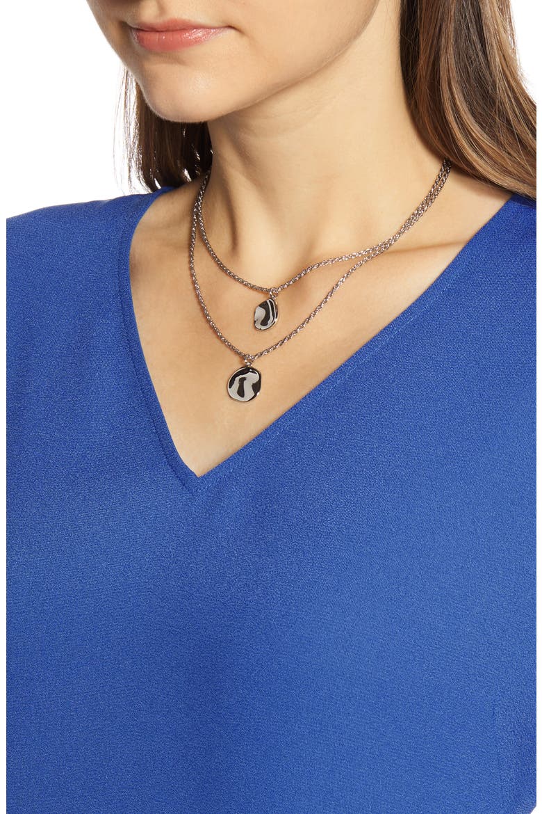 V-Neck Blouse, Alternate, color, BLUE SURF