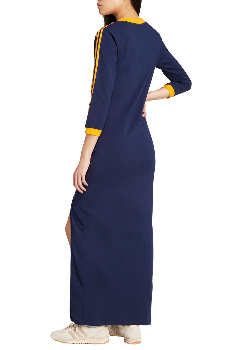 adidas Adicolor Classics 3-Stripes Maxi Dress, Alternate, color, Night Indigo/ Crew Orange