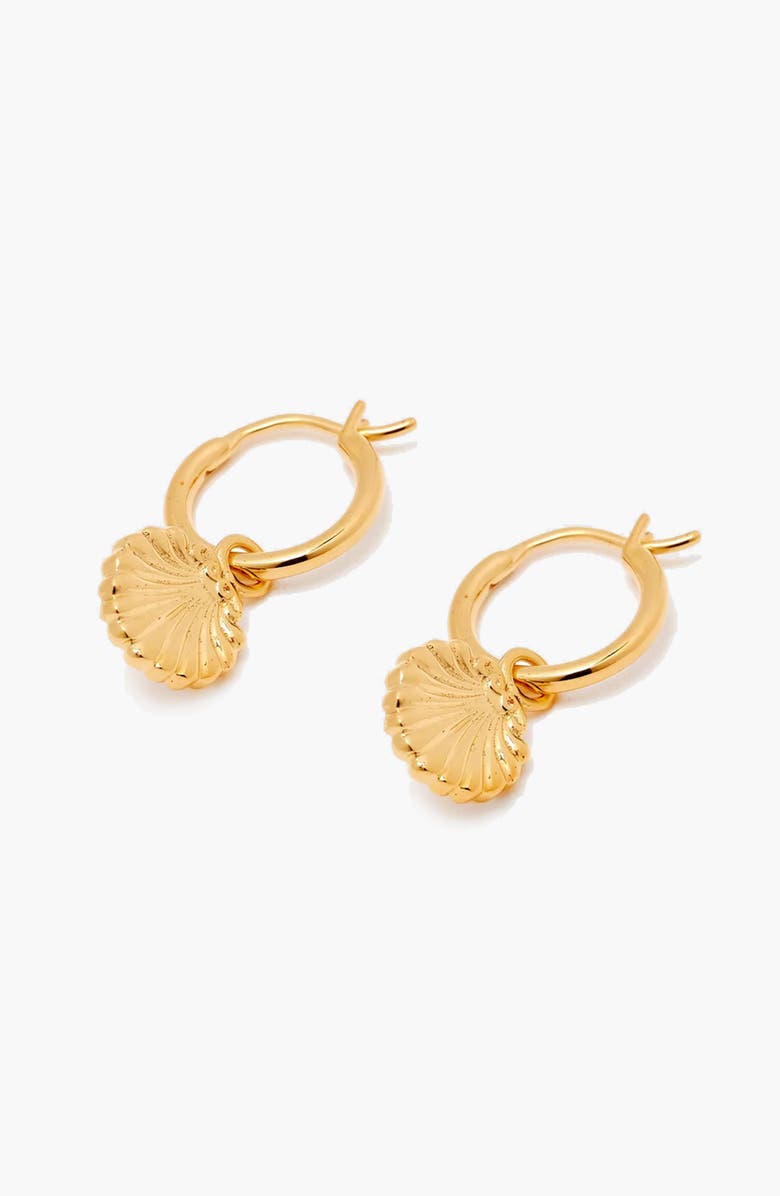 YOJ Concha Mini Charm Hoop Earrings in Gold, Alternate, color, Gold