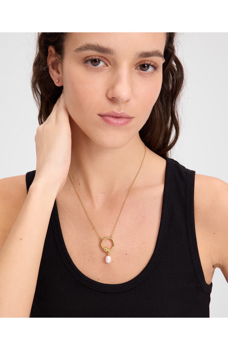 Kate Spade New York ropes & knots freshwater pearl pendant necklace, Alternate, color, Cream/ Gold.