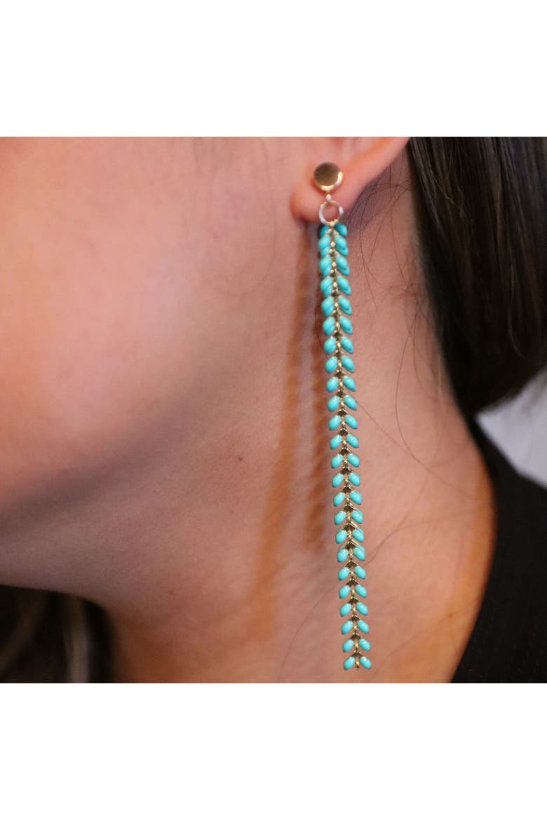 Elegante Chevron Dangle Earrings, Alternate, color, Turquoise