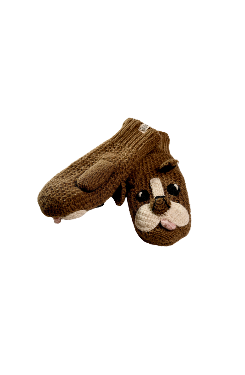 Nirvanna Designs Crochet Bulldog Mittens, Alternate, color, White