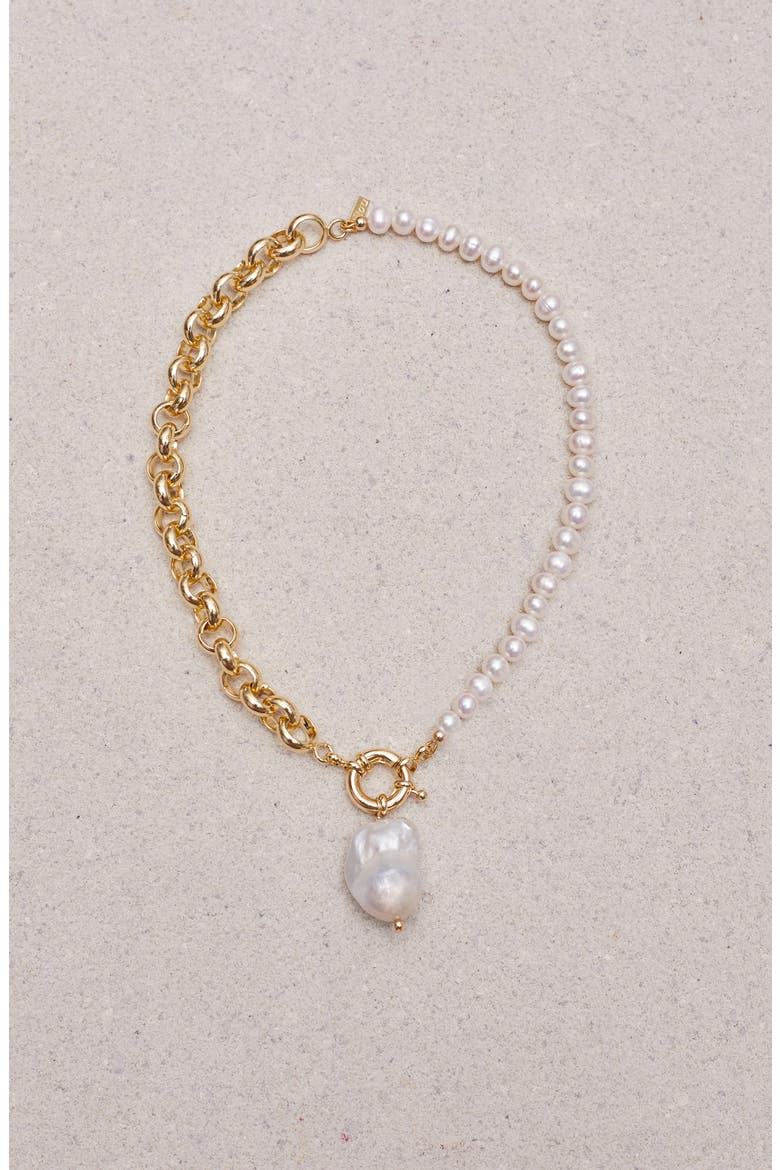 Caxias Freshwater Pearl & Chain Necklace (Nordstrom Exclusive), Alternate, color, GOLD
