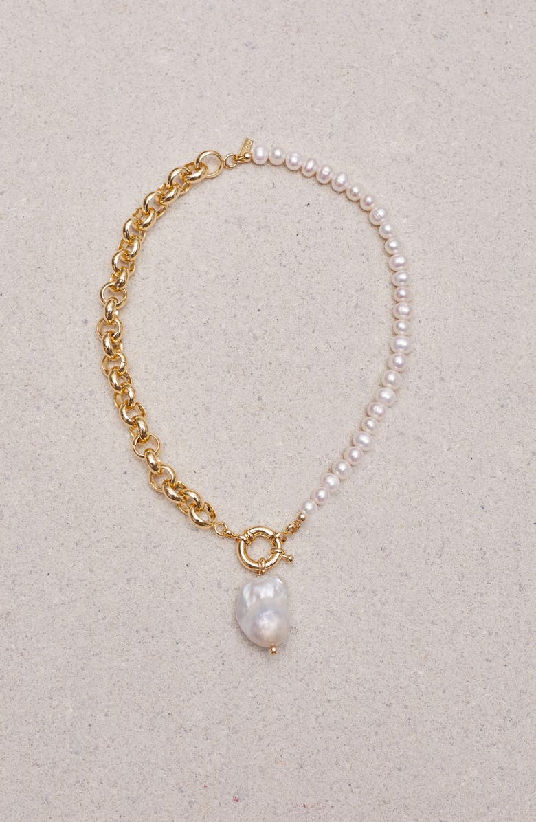 Éliou Caxias Freshwater Pearl & Chain Necklace, Alternate, color, 