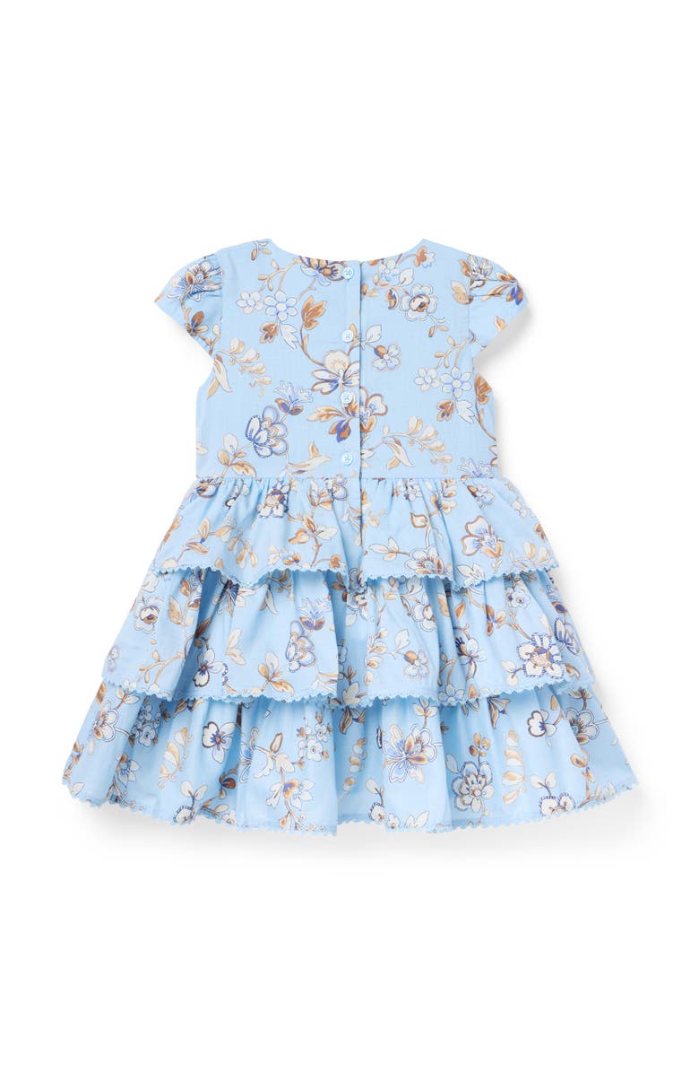 Janie and Jack Floral Tiered Ruffle Dress, Alternate, color, Blue