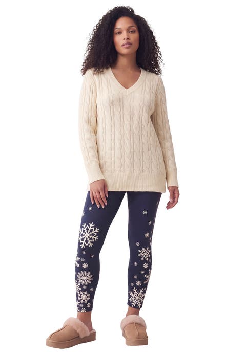 Plus Size Cozy Cable V Neck Tunic Sweater (plus)