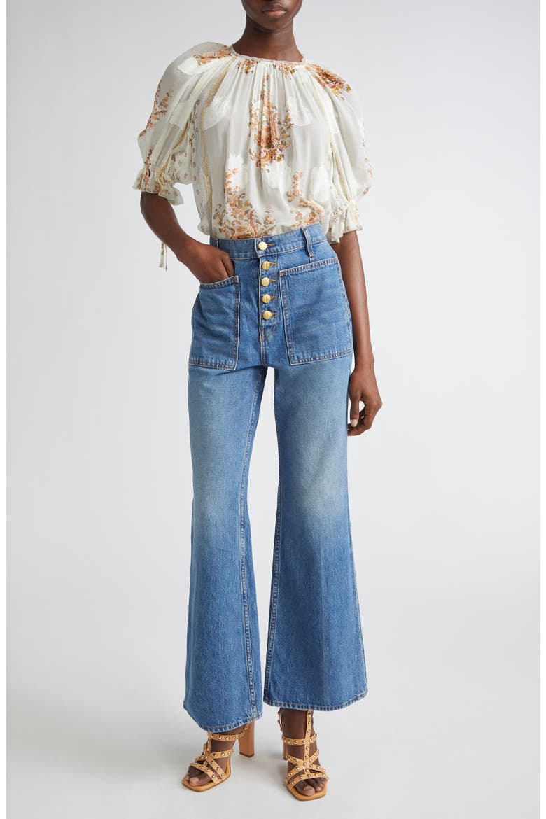 Pippa Floral Silk Blend Top, Alternate, color, ALABASTER