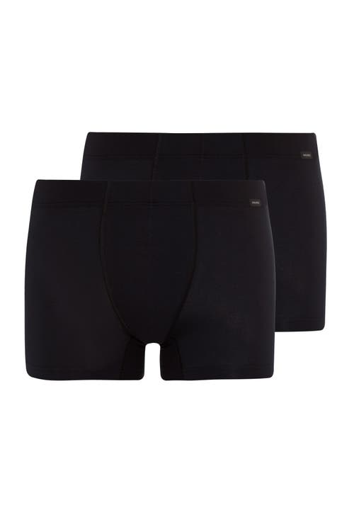Hanro 2-pack Cotton Boxer Briefs With Covered Waistband In Black
