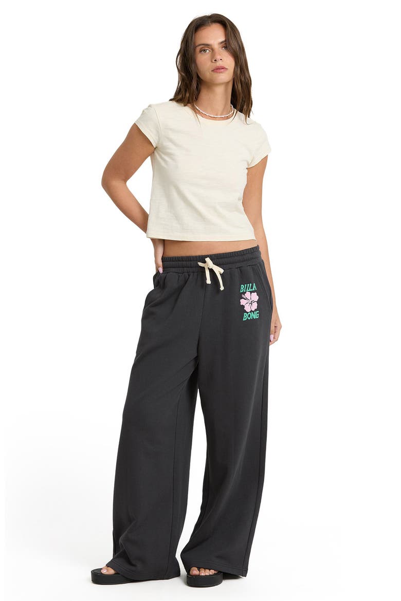 Midnight Session Wide Leg Fleece Sweatpants, Alternate, color, OFF BLACK