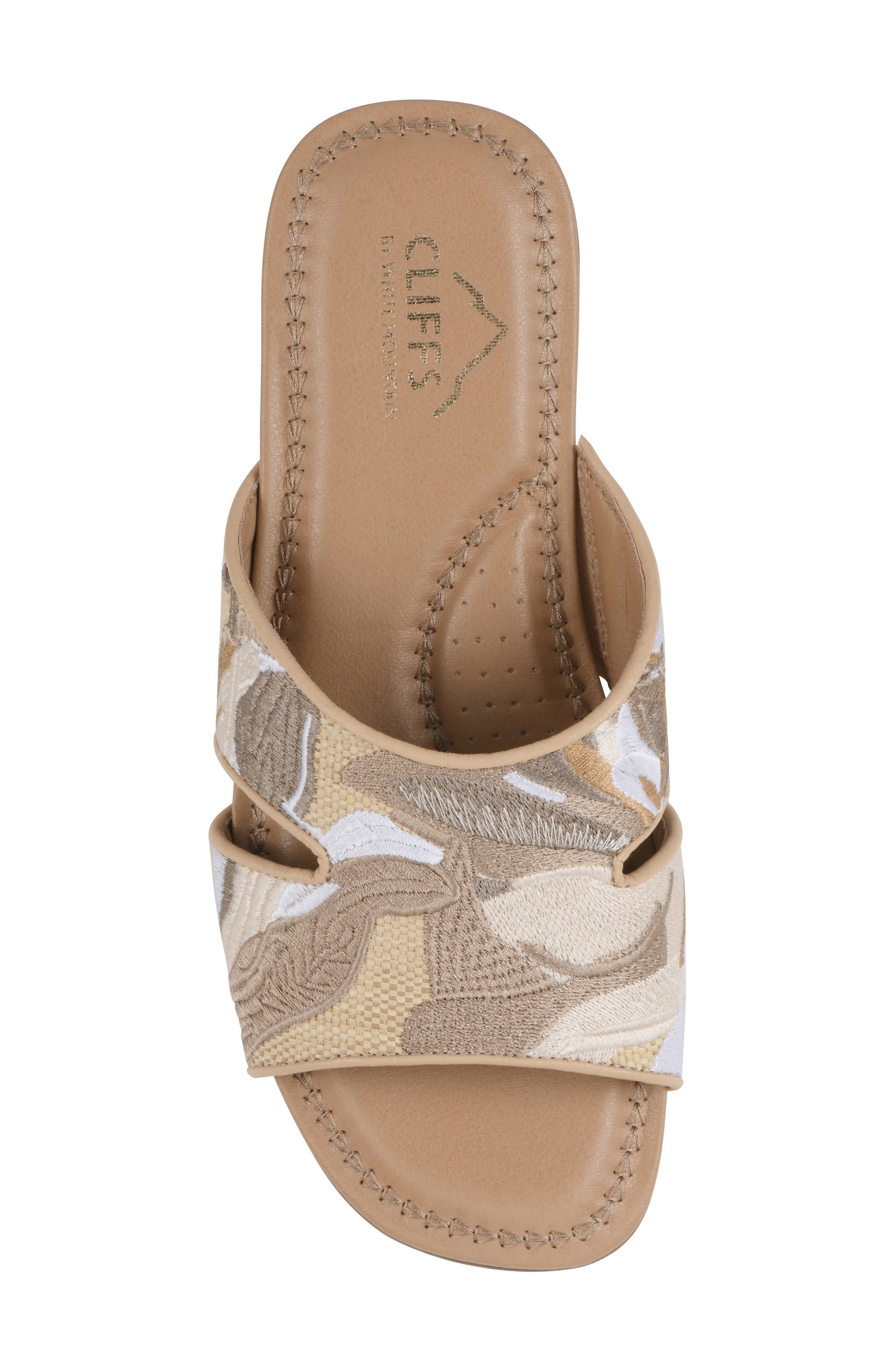 CLIFFS BY WHITE MOUNTAIN Frankly Slide Sandal, Alternate, color, Natural/ Multi/ Raffia