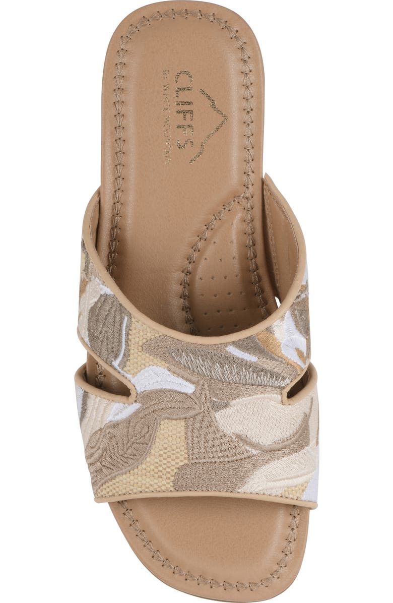 CLIFFS BY WHITE MOUNTAIN Frankly Slide Sandal, Alternate, color, Natural/ Multi/ Raffia