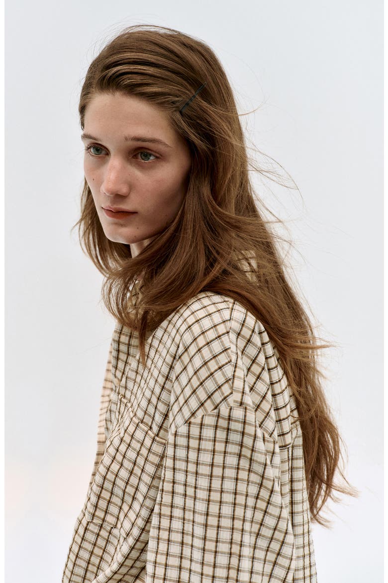 Checked Cotton Shirt, Alternate, color, BROWN