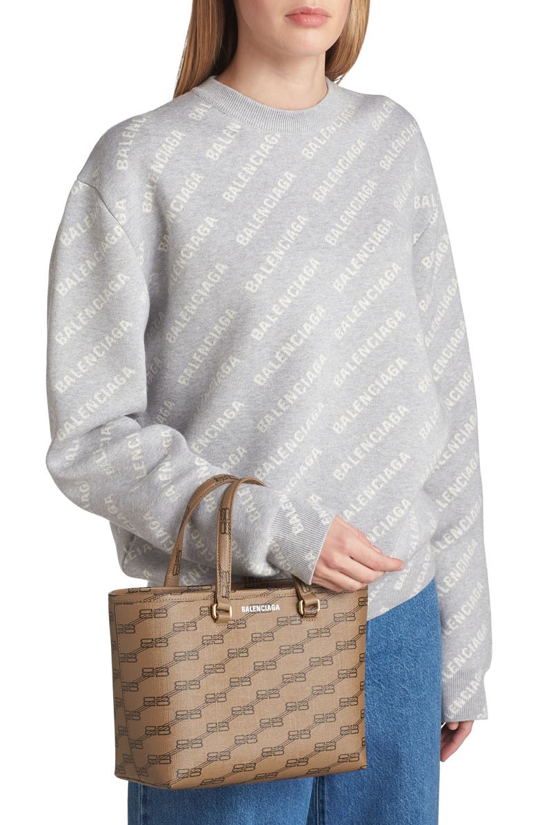 Balenciaga Small Signature Logo Coated Canvas Shopper, Alternate, color,