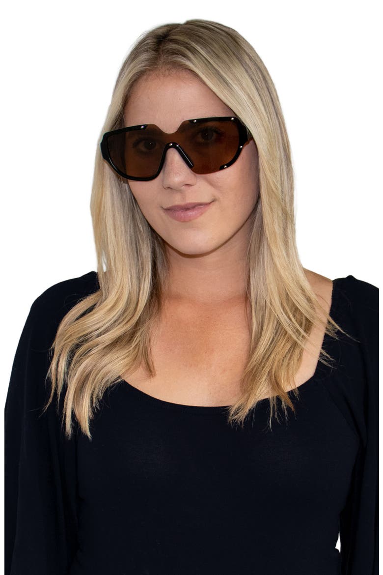Jolie 71mm Oversize Polarized Square Sunglasses, Alternate, color, BLACK/ BROWN