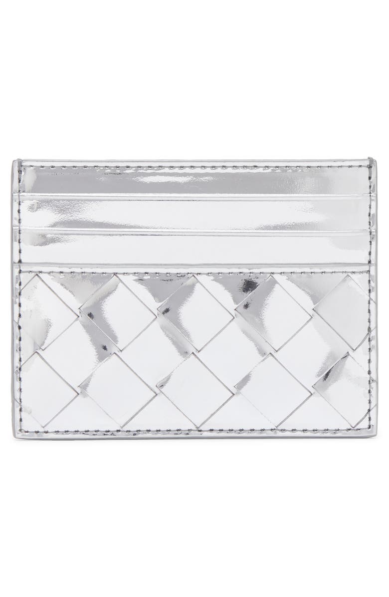 Bottega Veneta Intrecciato Metallic Leather Card Case, Alternate, color, 