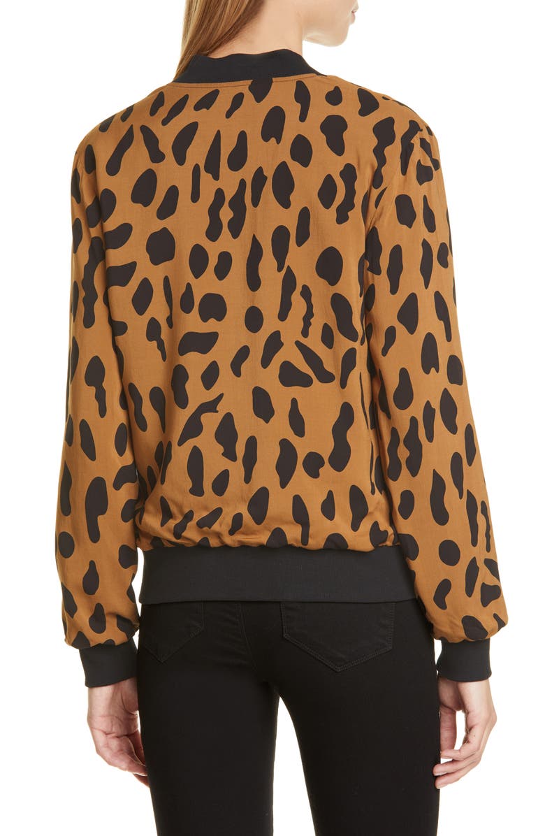 L'AGENCE Ollie Cheetah Print Silk Bomber Jacket, Alternate, color, 