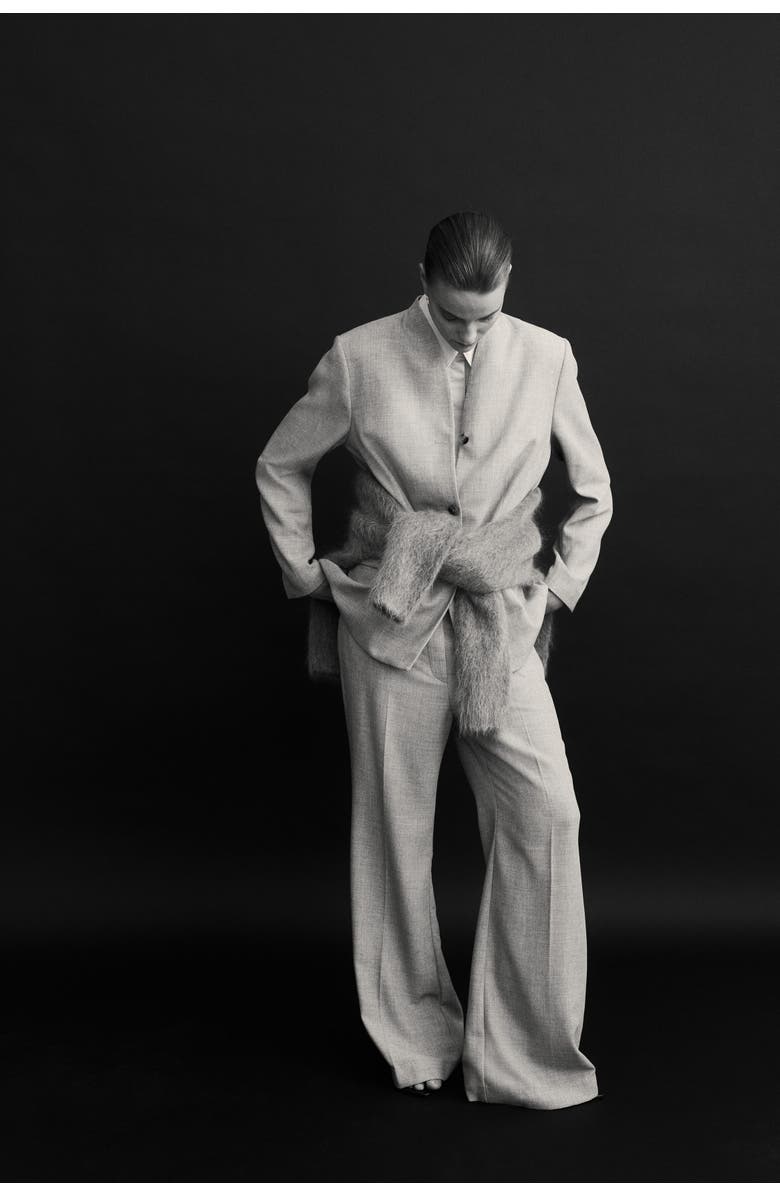 H&M Lapelless Blazer, Alternate, color, Beige