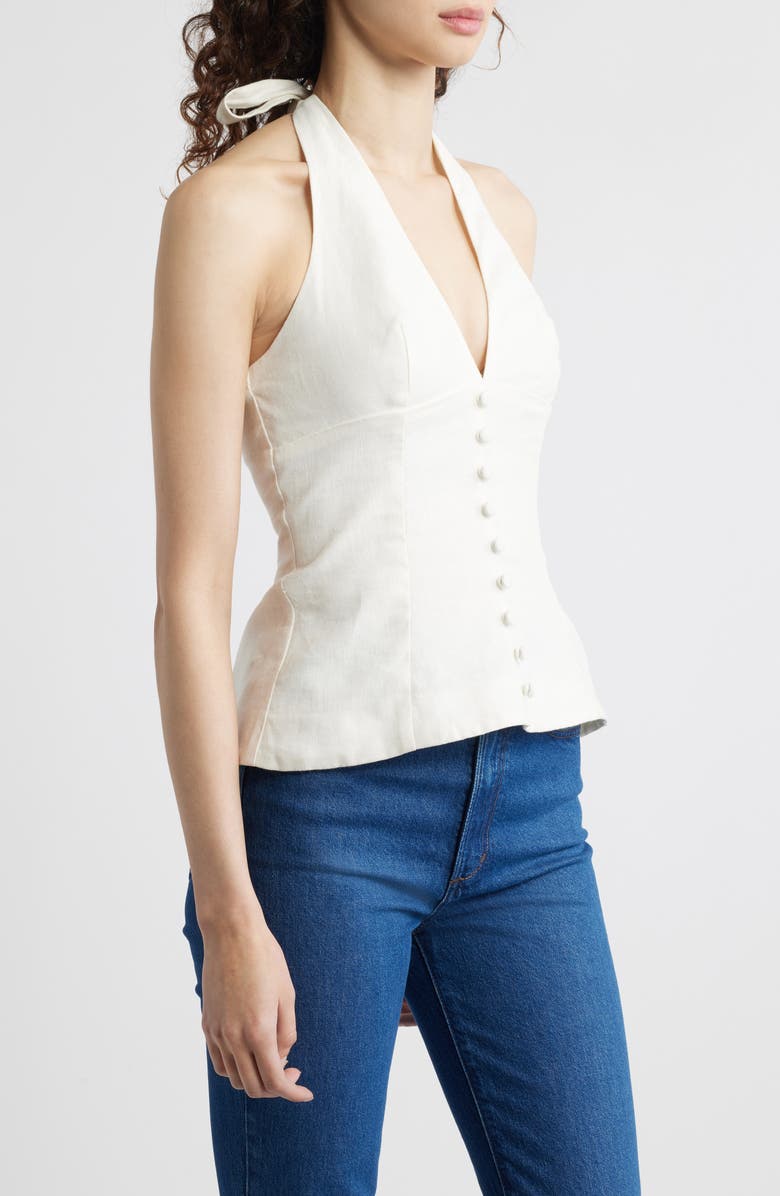 Faithfull the Brand Marie Linen Halter Top, Alternate, color, White