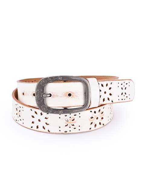 Blooming Genuine Leather Perforated Floral Vintage Belt