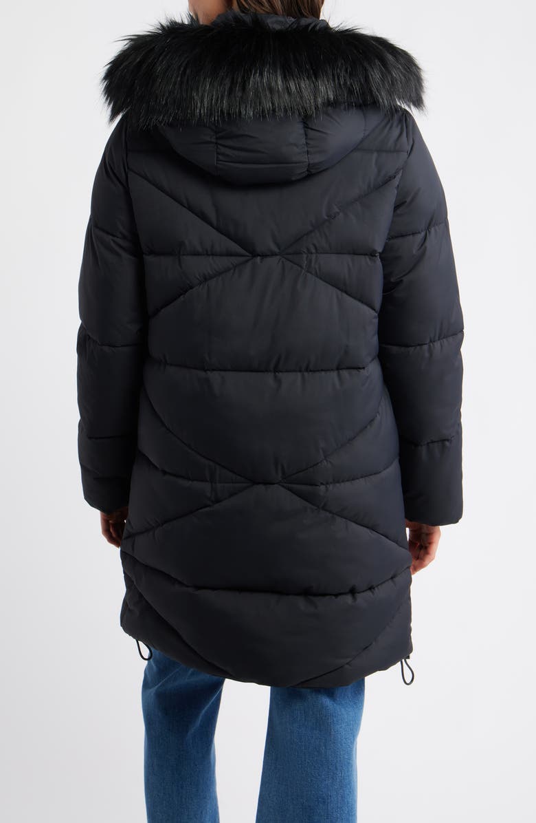 Sam Edelman Faux Fur Trim Hooded Quilted Jacket, Alternate, color, Black