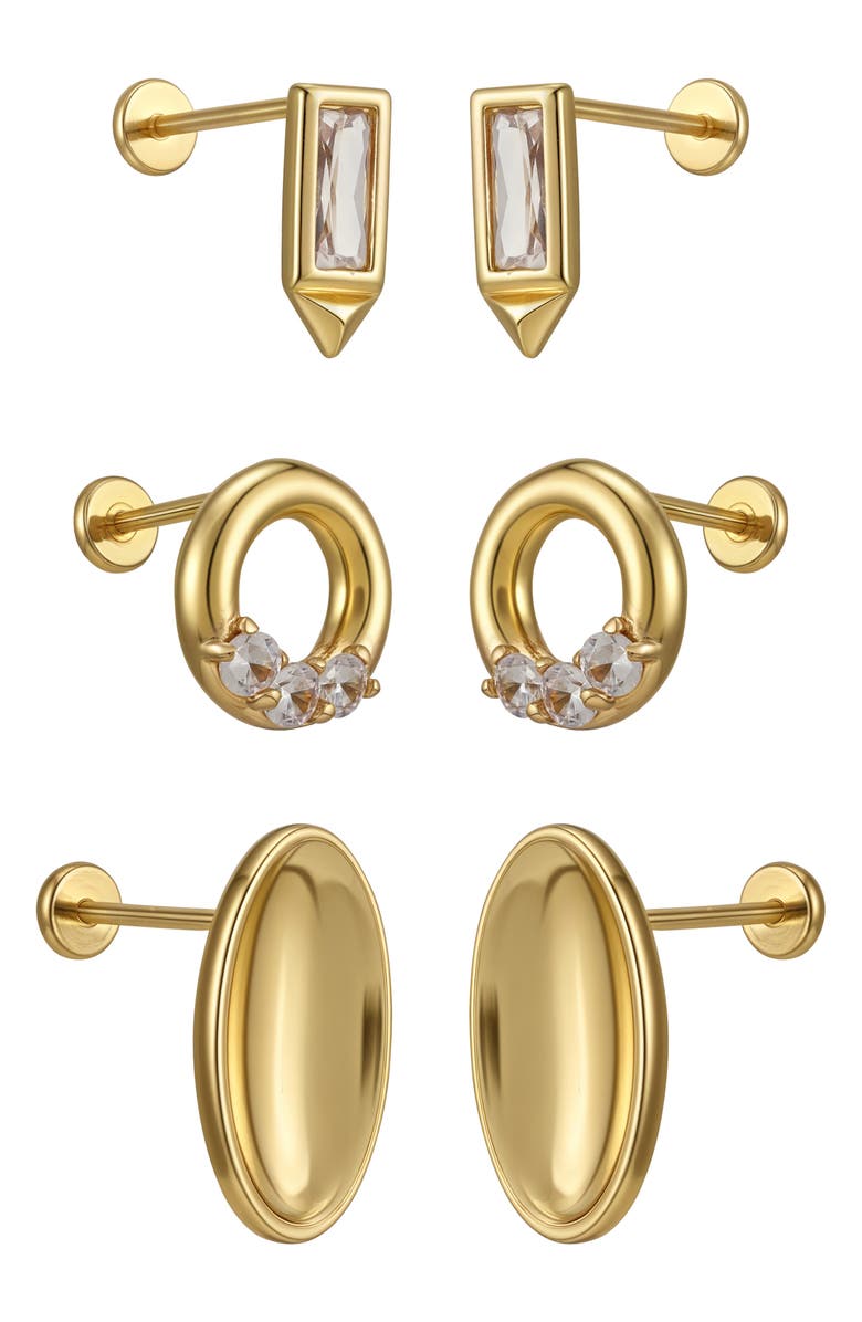 Vince Camuto Set of 3 Assorted Stud Earrings, Alternate, color, Gold