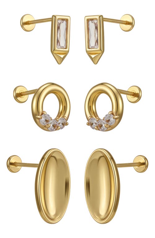 Vince Camuto Set Of 3 Assorted Stud Earrings In Gold