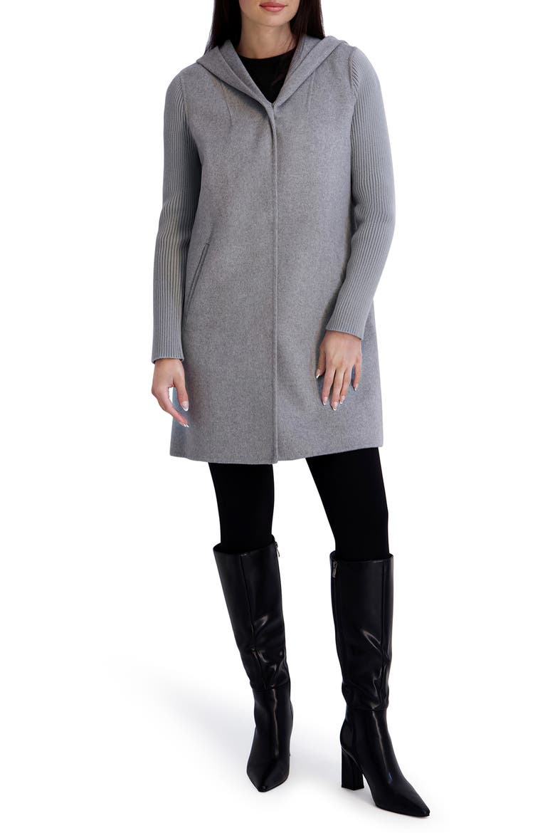Double Face Wool Blend Hooded Coat, Main, color, LIGHT GREY
