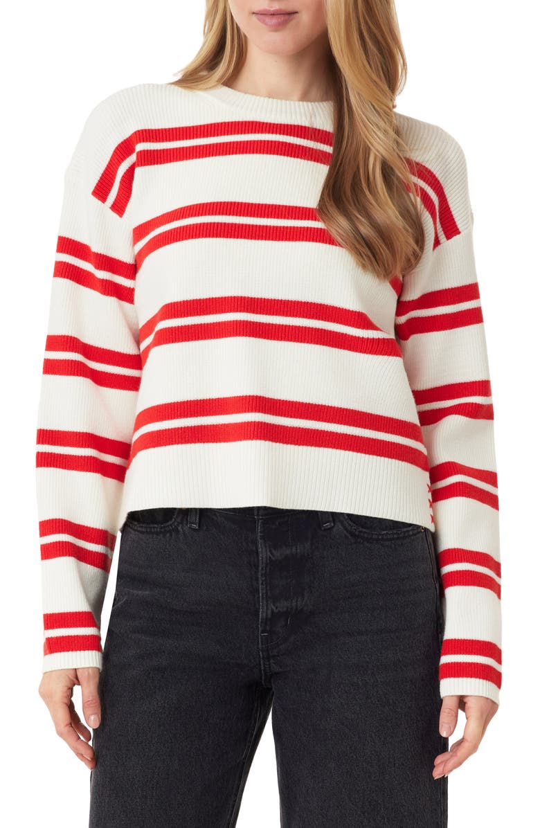 Scotch & Soda Stripe Crewneck Crop Sweater, Main, color, Sugar Swizzle Twin Band Stripe