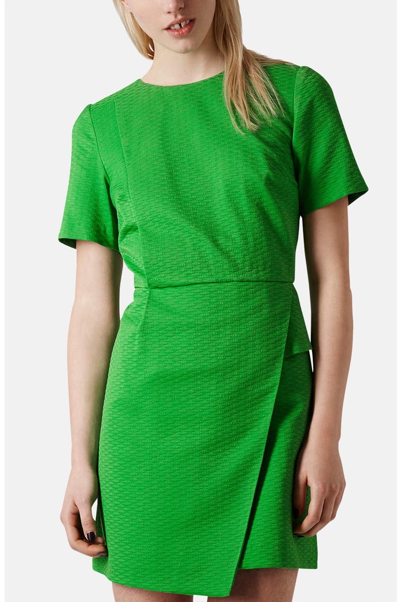 'Premium' Textured Faux Wrap Dress, Main, color, GREEN