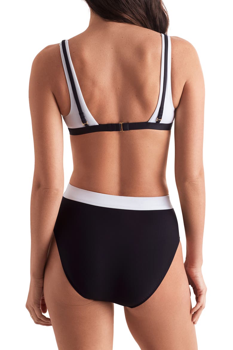 Drift Contrast Swim Top, Alternate, color, BLK/ WHT