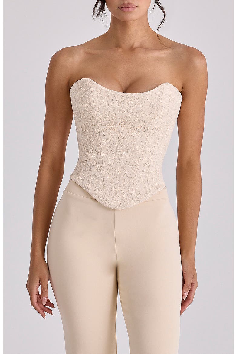 Larra Strapless Lace Corset, Main, color, VINTAGE IVORY