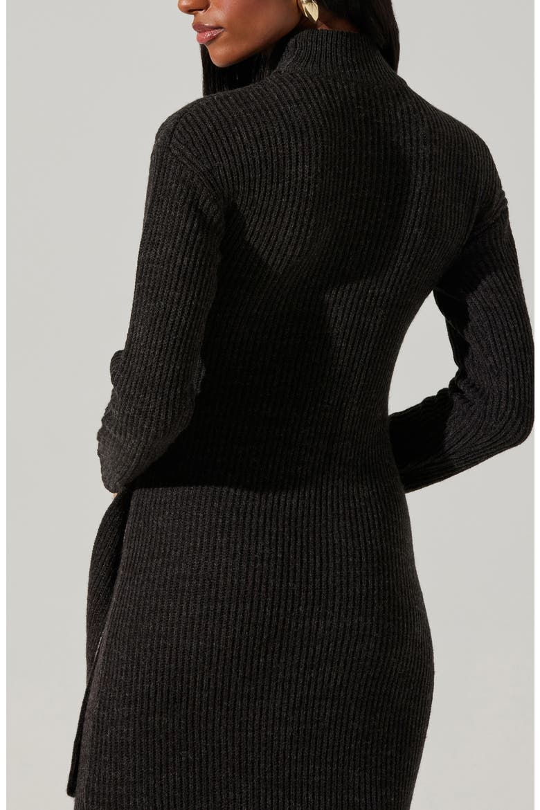 Audree Long Sleeve Wrap Sweater Dress, Alternate, color, CHARCOAL