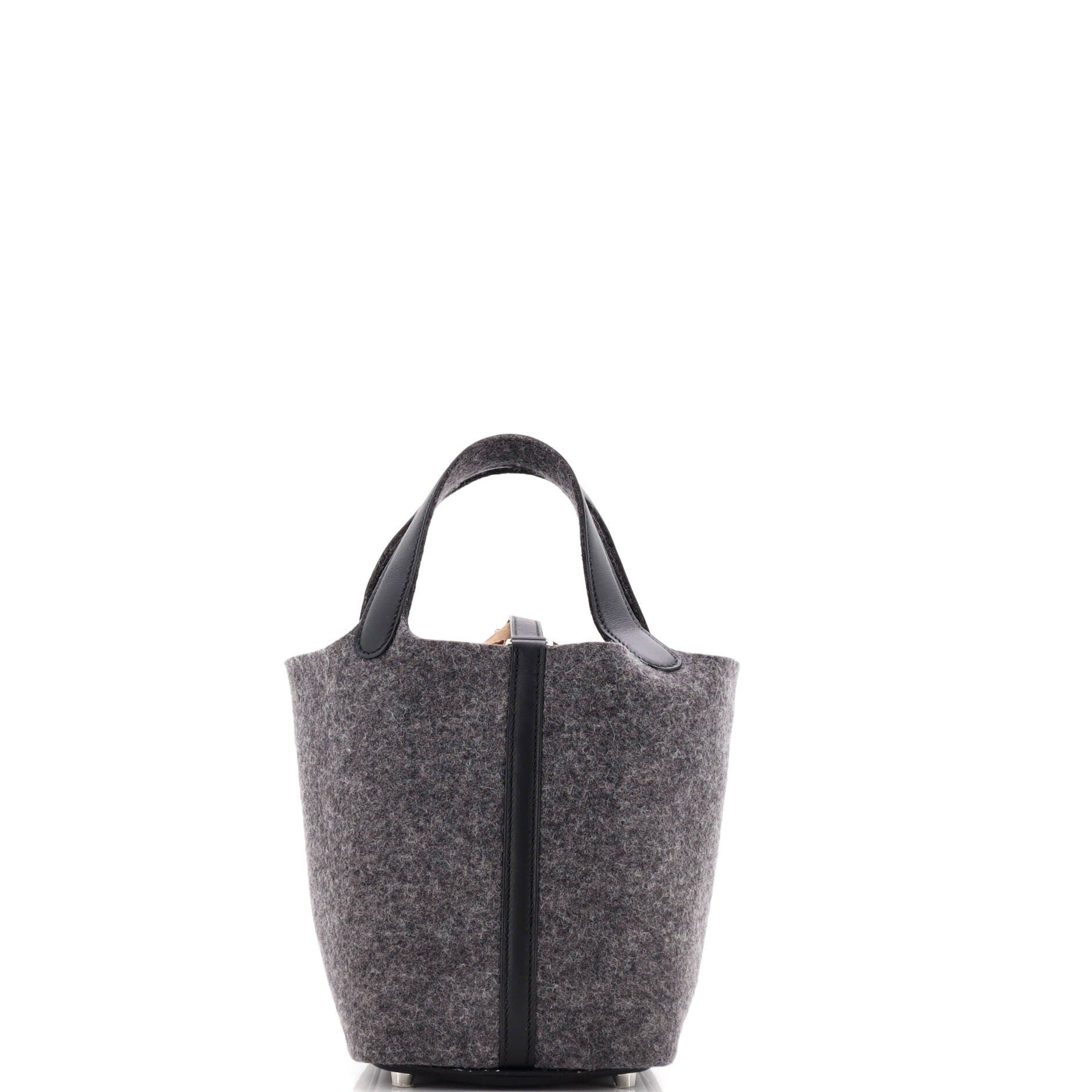 Pre-Owned Hermes Picotin Lock Bag Felt with Leather PM, Alternate, color, Gris Moyen