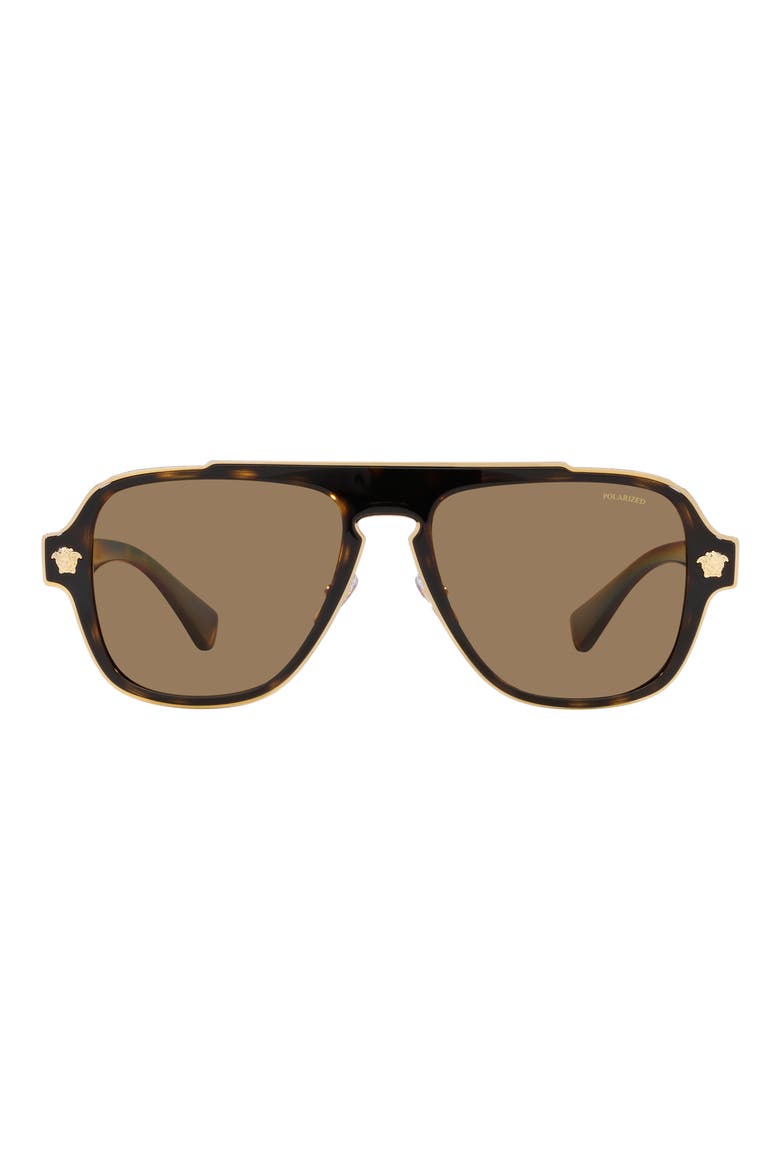 56mm Polarized Aviator Sunglasses, Main, color, HAVANA