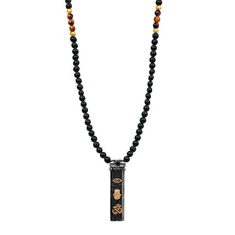 Men's Onyx Tiger's Eye Triple Protection Necklace Divine Energy