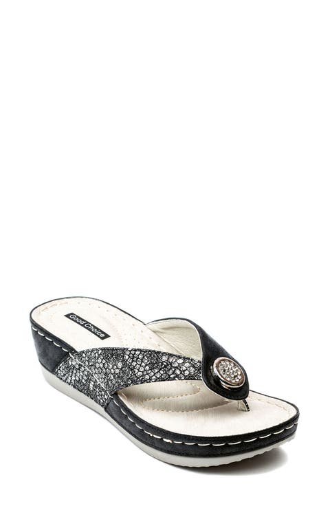 Dafni Snakeskin Embossed Wedge Sandal (Women)