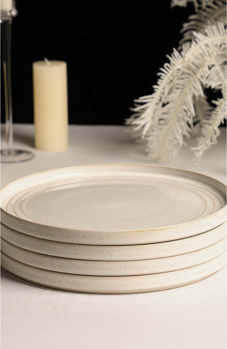 Stone Lain Claire Stoneware 4-Piece Dinner Plate Set, Alternate, color, White