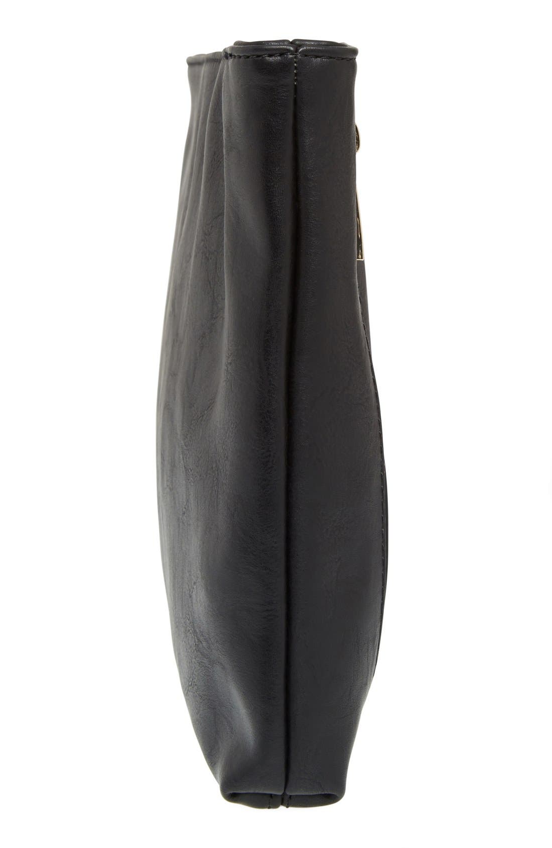 'Judd' Oversize Faux Leather Zip Clutch, Alternate, color, BLACK