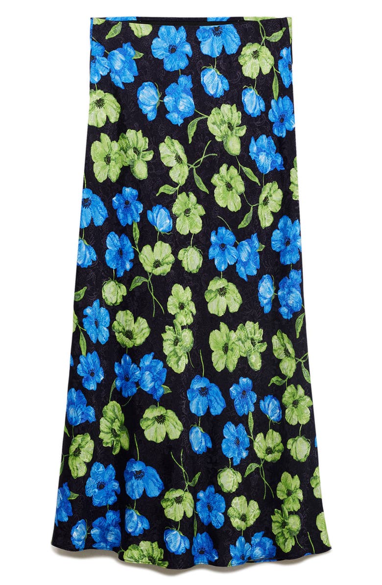 MANGO Floral Print Maxi Skirt, Alternate, color, Black