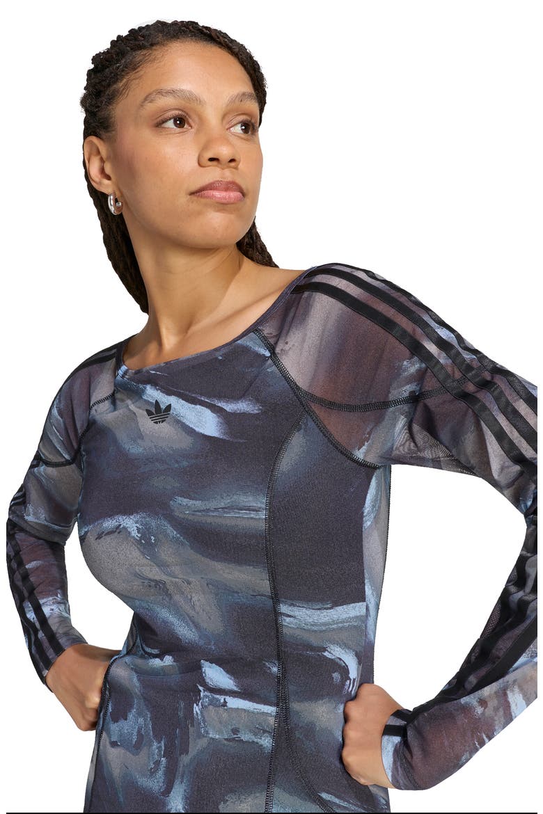 AOP Minidress, Alternate, color, OLIVE/ COFFEE/ SKY/ BLACK
