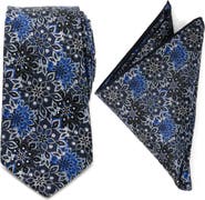 Cufflinks, Inc. Navy Floral Silk Tie 
Pocket Square