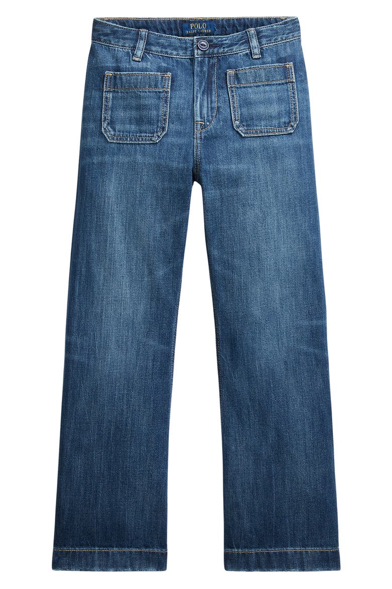 Kids' Wide Leg Denim Jeans, Main, color, BLUE