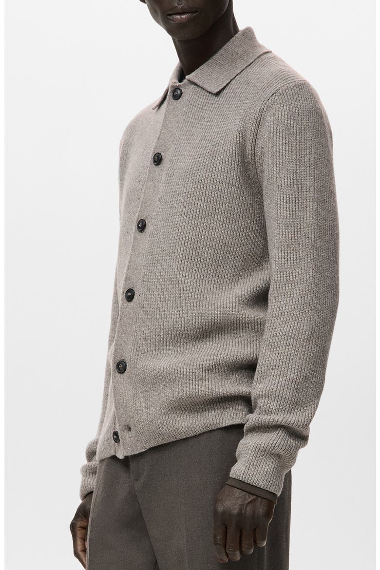 Rib Collar Cardigan, Alternate, color, MEDIUM BROWN GREY