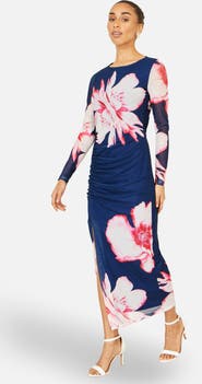 Yumi Long Sleeve Mesh Maxi Dress