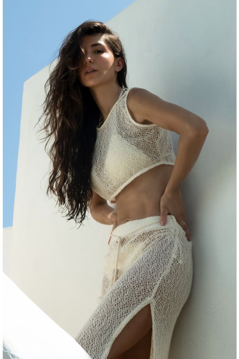 Sheer Crop Cotton Blend Crochet Cover-Up Top, Alternate, color, NATURAL COLOR
