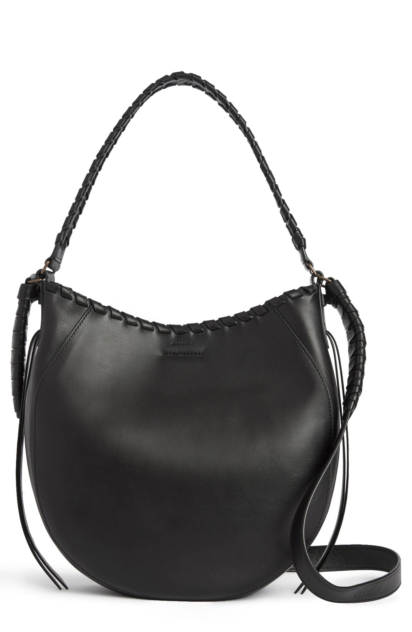 AllSaints Courtney Leather Hobo, Main, color, 