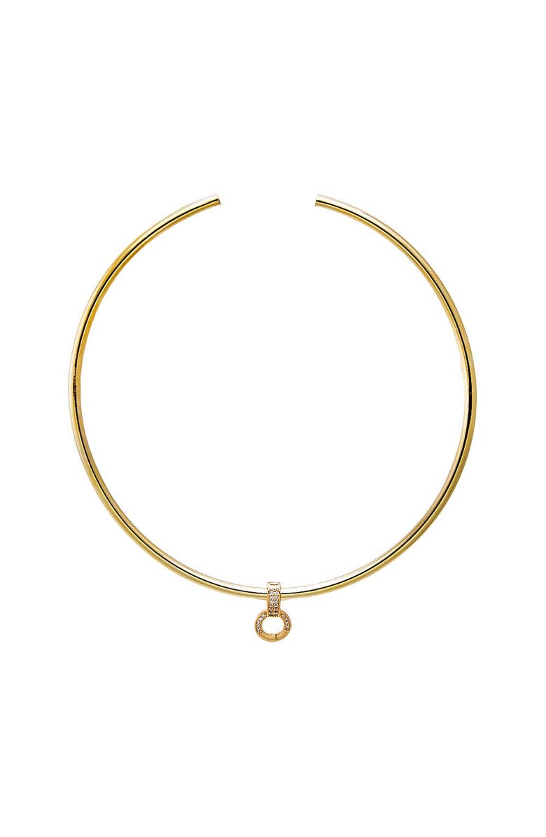 BY ADINA EDEN Minimal Pavé Charm Collar Necklace, Main, color, Gold