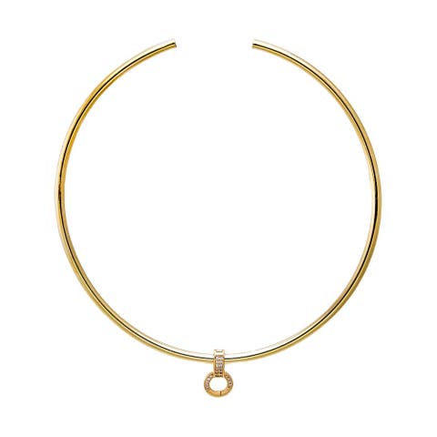 Minimal Pavé Charm Collar Necklace