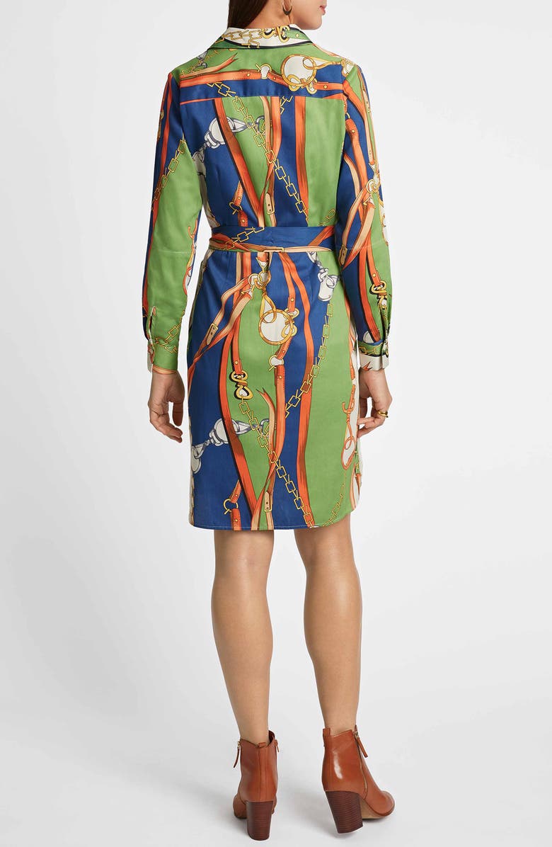 Foxcroft Rocca Chain Print Belted Long Sleeve Shirtdress, Alternate, color,